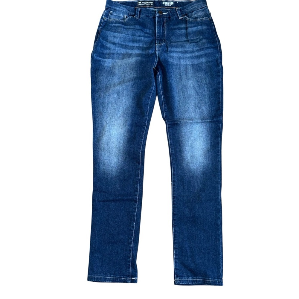 Lee Revolution Women’s 16 Long Blue Faded Stretch Straight Low Rise Denim